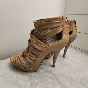 NEW - Chi by Carlos Falchi 'Alli' Sand Plush Nappa Leather Strappy Heel - 8M